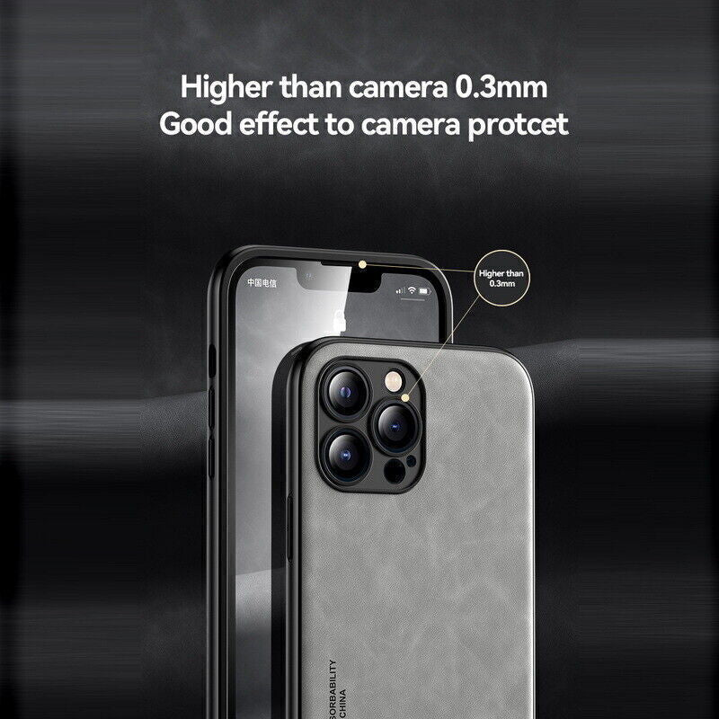For Iphone 16 15 14 13 12 Pro Max Shockproof Magnetic Leather Black Case Cover