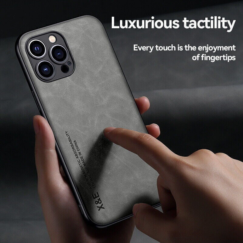 For Iphone 16 15 14 13 12 Pro Max Shockproof Magnetic Leather Black Case Cover