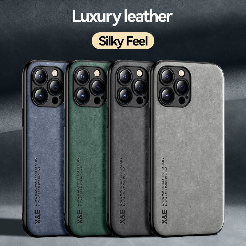 For Iphone 16 15 14 13 12 Pro Max Shockproof Magnetic Leather Black Case Cover