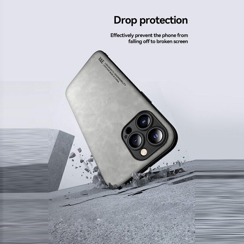 For Iphone 16 15 14 13 12 Pro Max Shockproof Magnetic Leather Black Case Cover