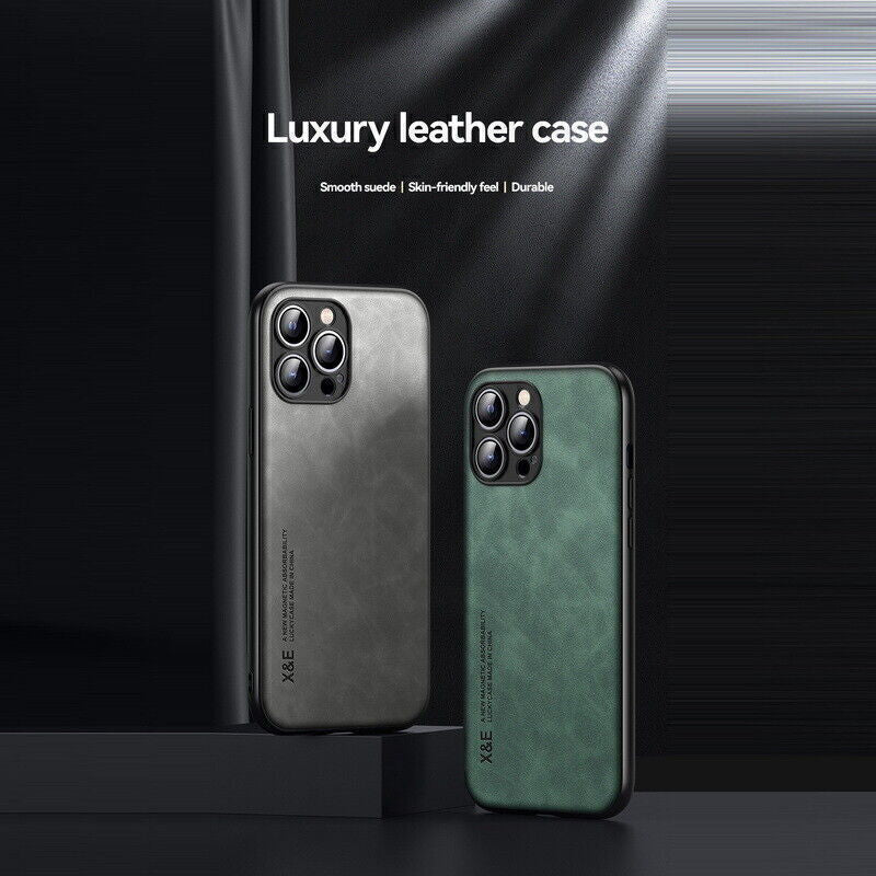 For Iphone 16 15 14 13 12 Pro Max Shockproof Magnetic Leather Black Case Cover